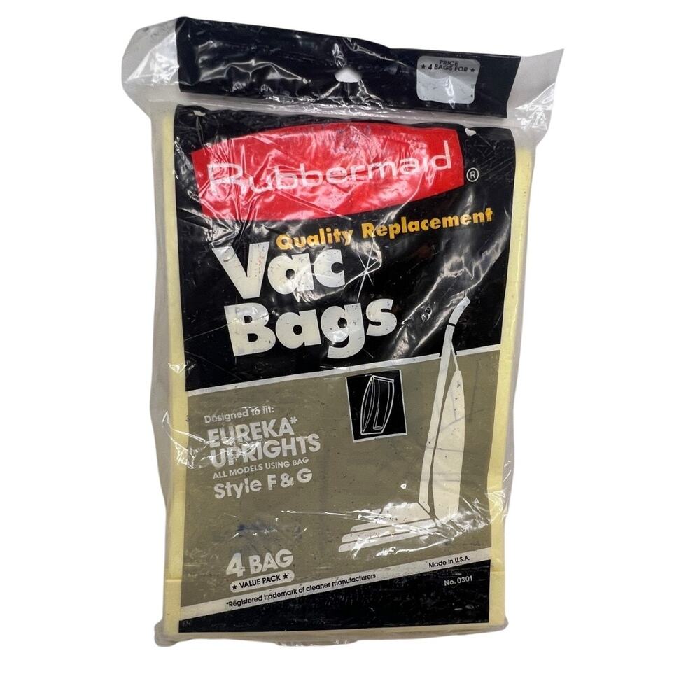 NEW Rubbermaid Vac Bags Eureka Uprights Style F & G 4-Pack No 0301